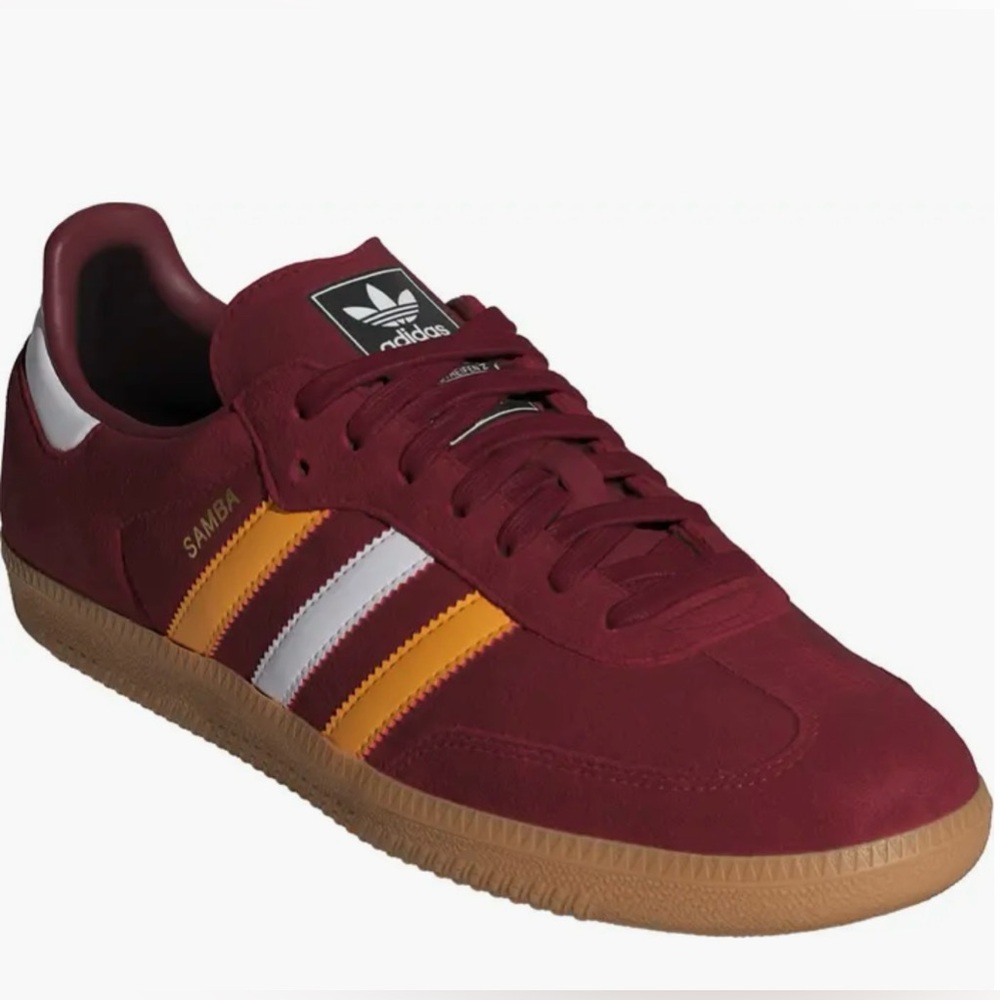 NWT Adidas Samba OG Sneakers Collegiate Burgundy Crew Yellow Men 9/Women 10 - Picture 2 of 14